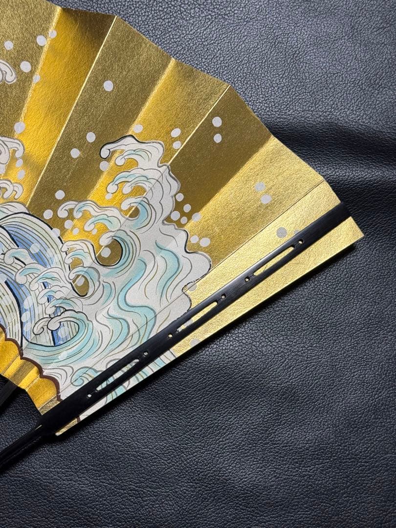 扇子　33cm 十松屋福井扇舗　波濤日輪図　負修羅扇　桐箱　仕舞扇　能楽　着物