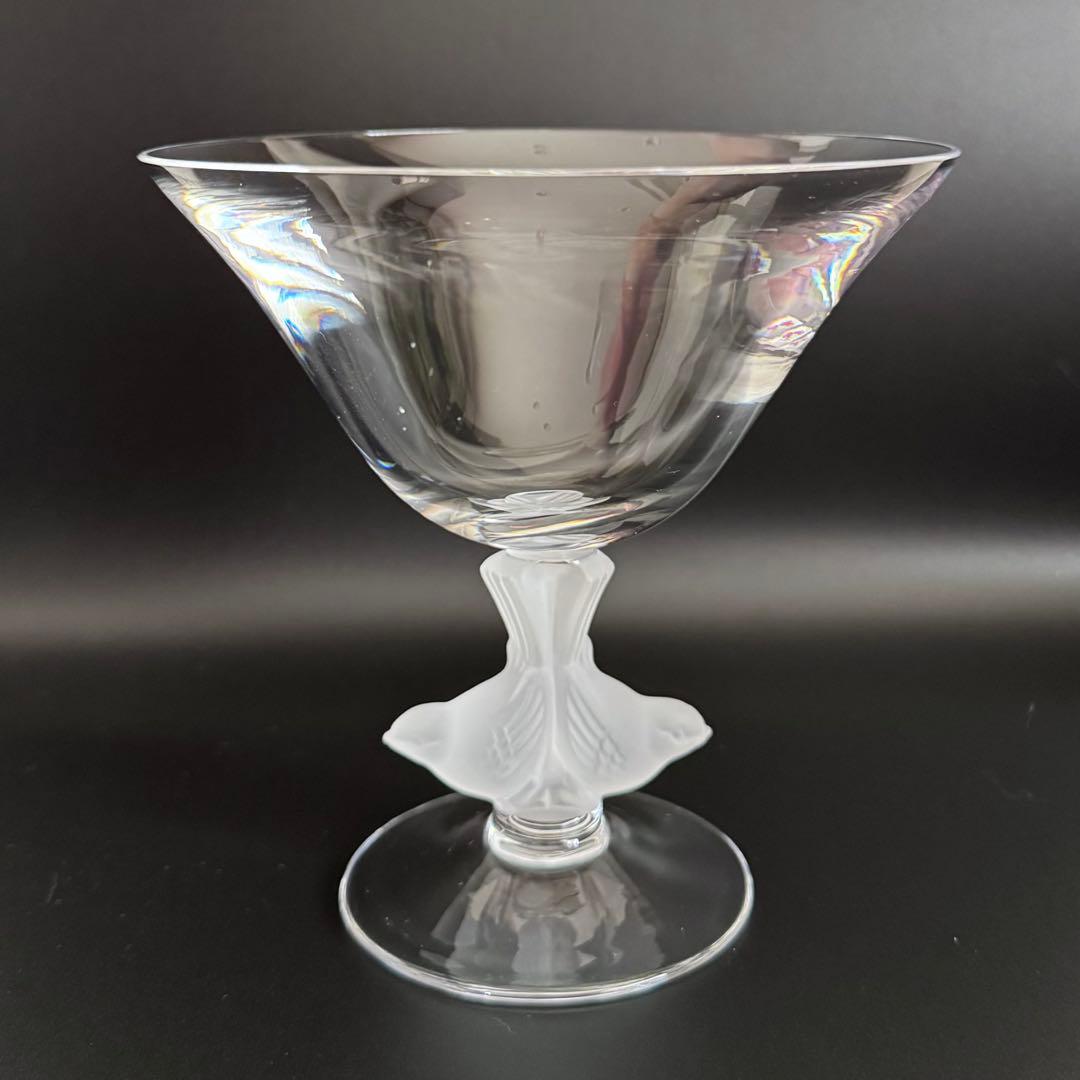 佐々木ガラス クリスタル ロビン 小鳥 コンポート 花瓶 脚付きボウル