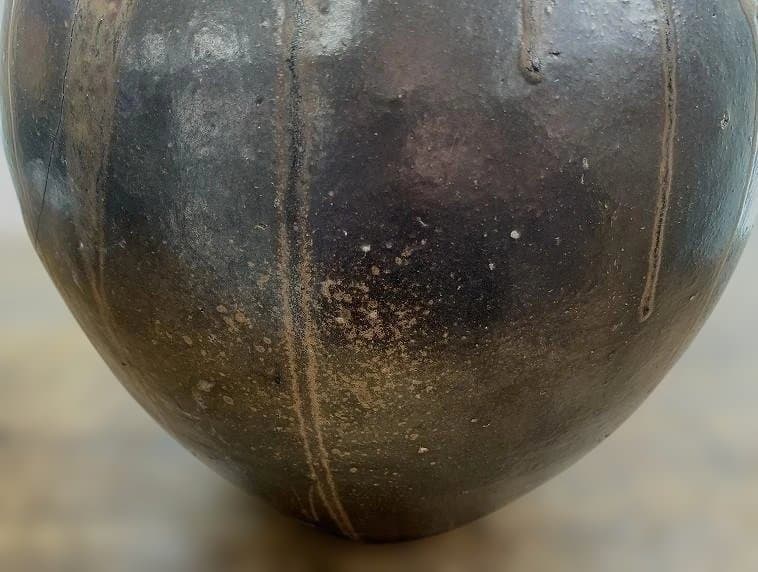 小振りで釉薬の美しい唐津焼の壷 水瓶 古民藝 古民具 甕道具