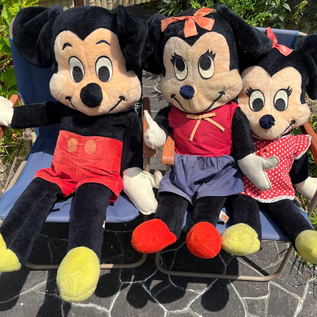 レトロ ミッキーマウス　ミニーマウス BIG ぬいぐるみ　3体セット USA