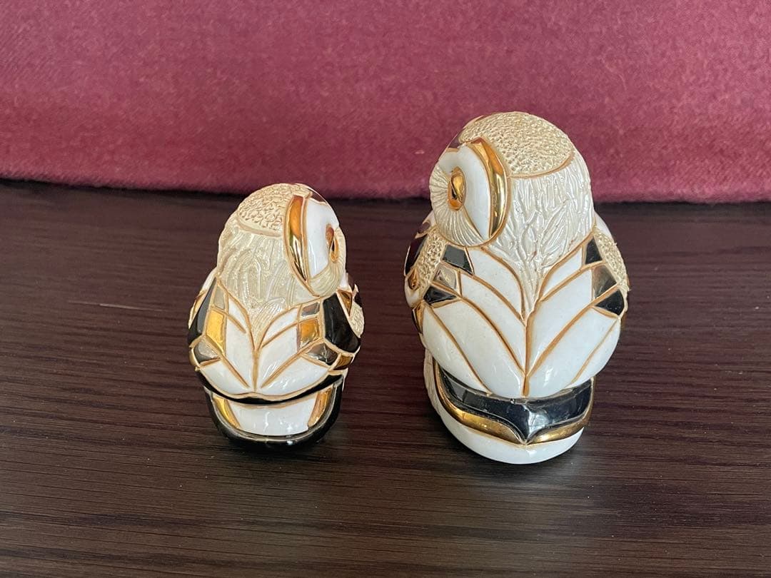 De Rosa デ・ローザ 高級 陶器 フィギュリン 置物 フクロウ　セット