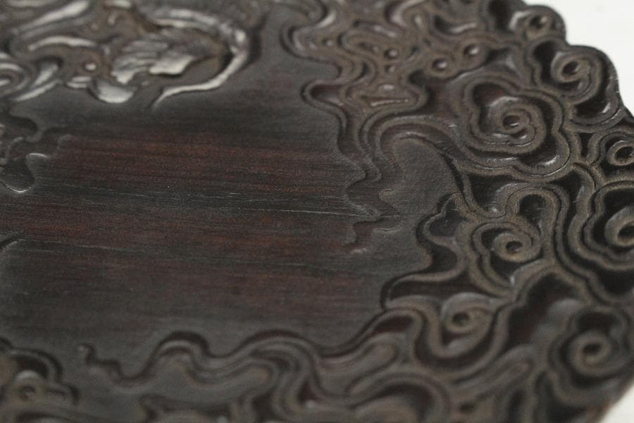 紫檀 雲鶴 細密彫刻 小皿 五枚(K-A719)