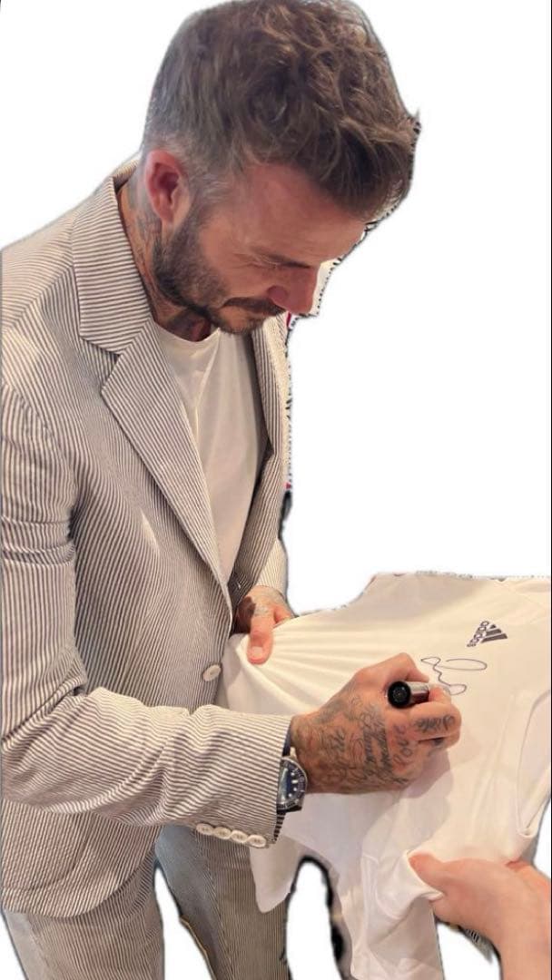 ベッカム　直筆サイン入りadidasシャツ イングランド代表 マンチェスターＵ