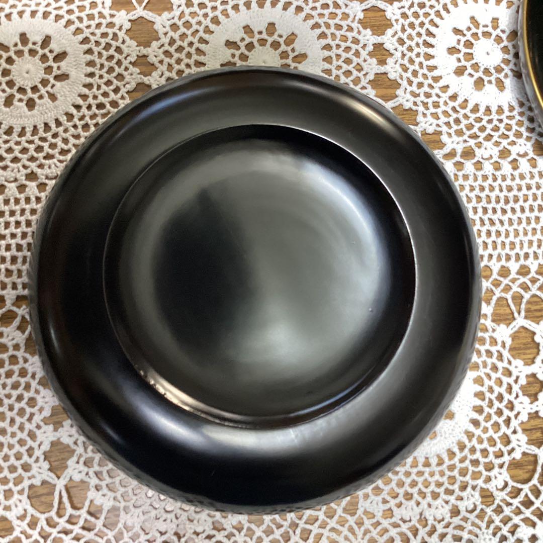 k2f5 漆器皿 20枚　　黒地 金色模様　年代物