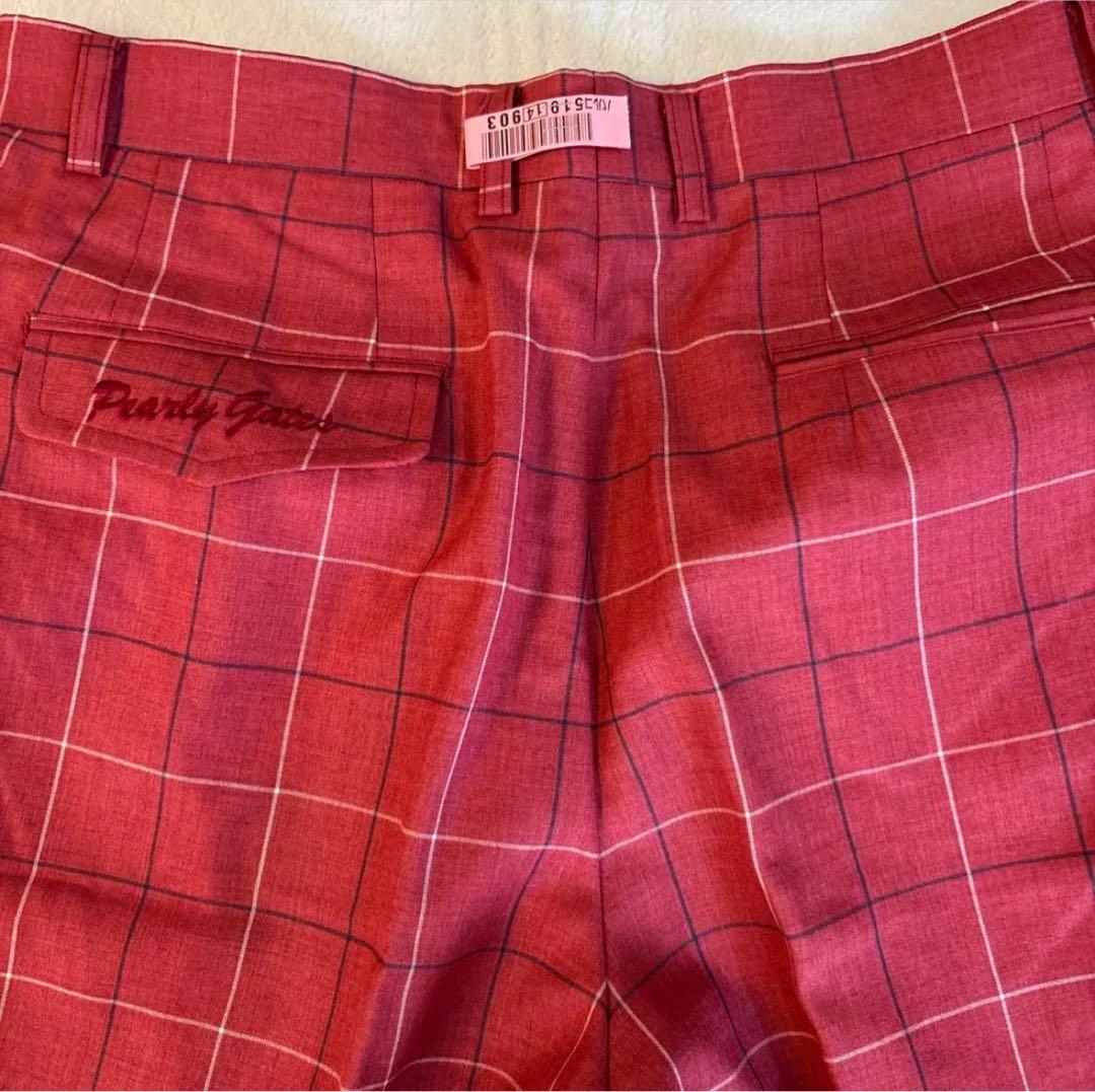 【PEARLY GATES】赤チェック柄ゴルフパンツ LL