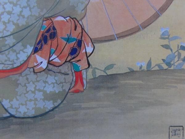 小林　古径、少女、希少な画集より、版上刷サイン入、 新品高級額装付