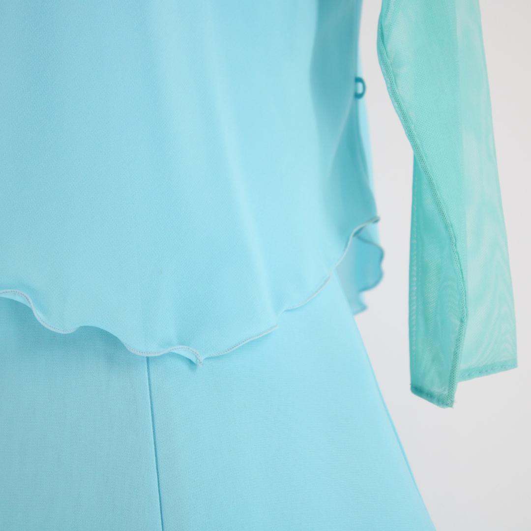 【日本製 社交ダンス衣装】スカイブルー CHACOTT ワンピース ドレス