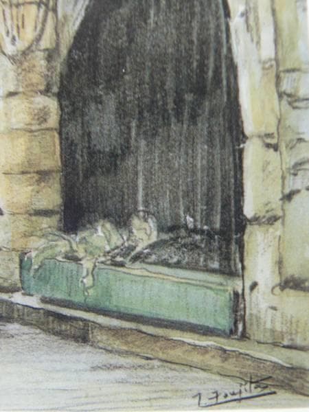 藤田嗣治、「Cloitre de Marzac」、希少画集の額装画、人気作品