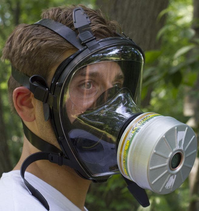 NBCマスクSGE150防毒ガスマスクフェルター付 消防 警察 軍