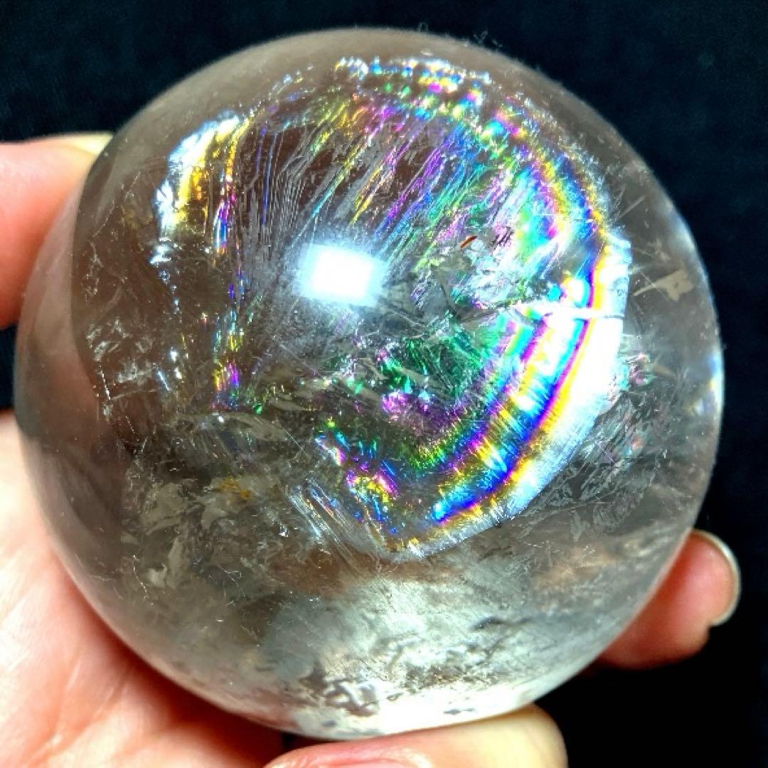 超大玉　62mm 虹入りゴールドルチルクォーツ　丸玉　スフィア　金針水晶