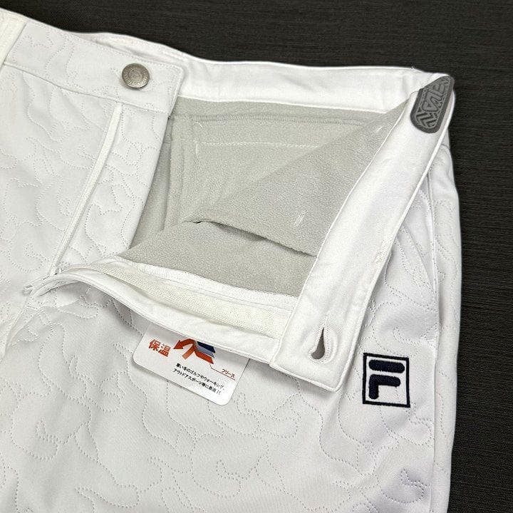 新品 フィラ ゴルフ 上下セット 高周波キルト ３層ボンディング カモ柄 白 L