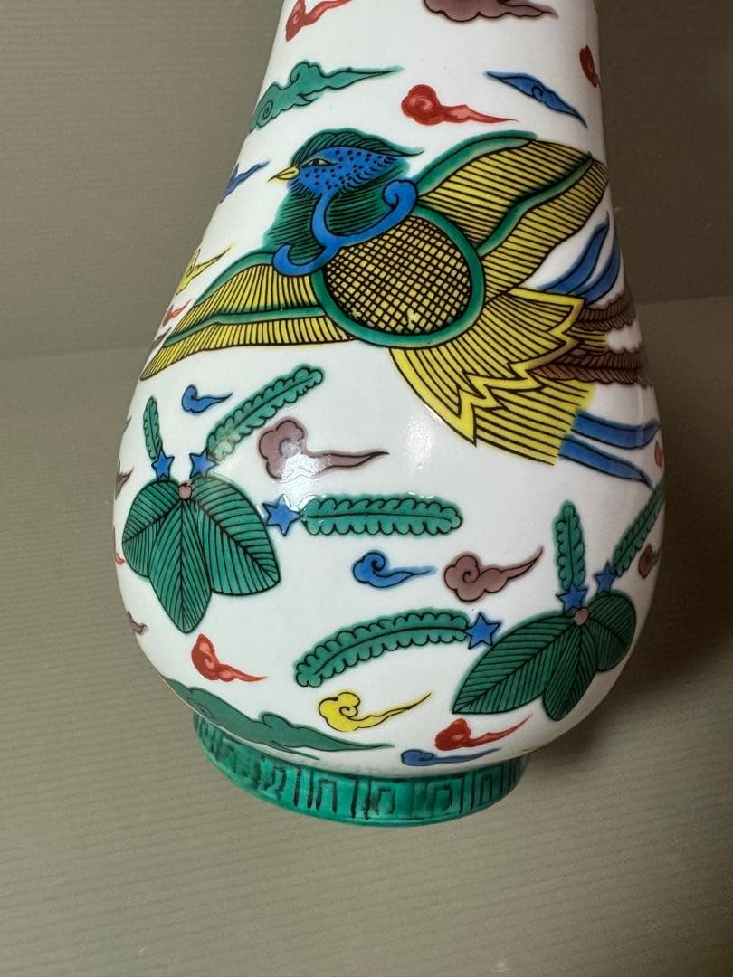 2857 九谷焼　雲鳥文　花瓶