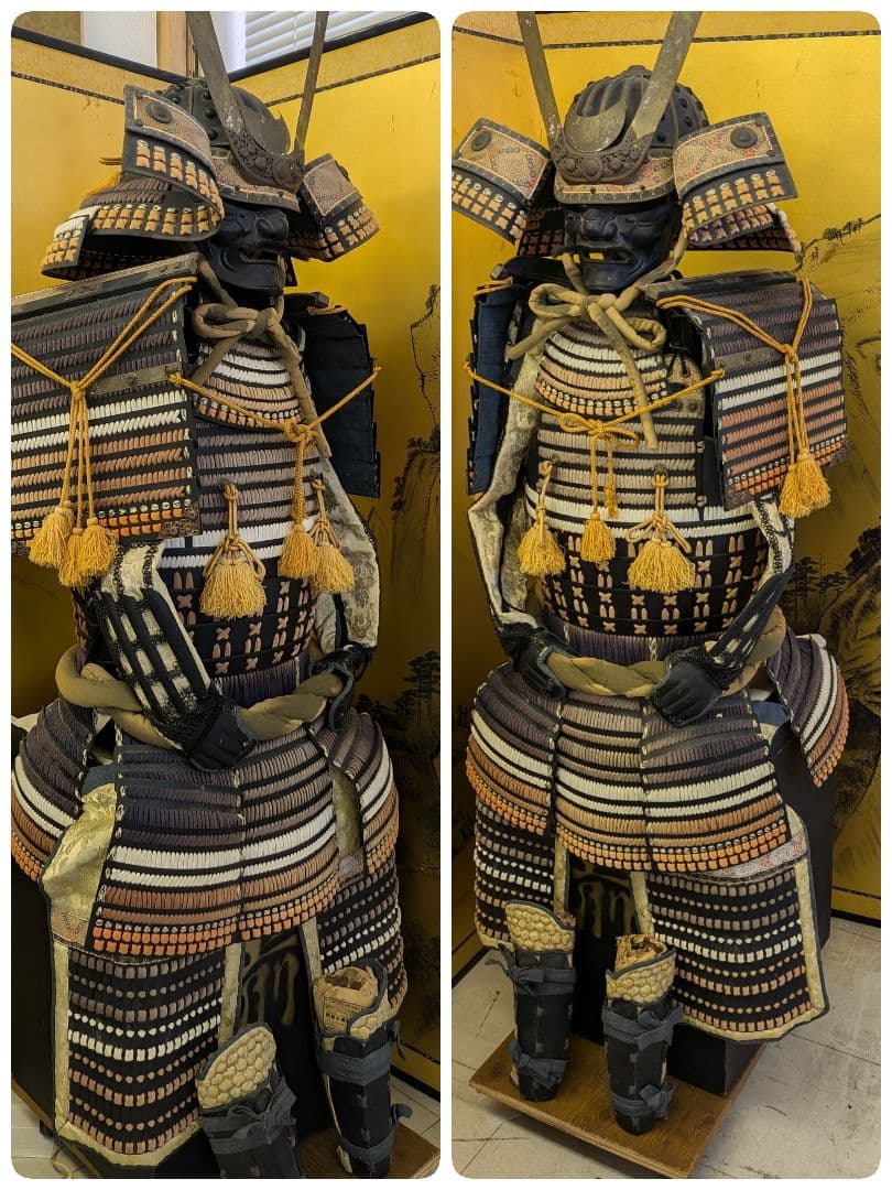 等身大 甲冑 鎧兜 鎧一式 甲冑 鎧櫃 鎧立付 面頰 赤糸大縅鎧 全高170cm