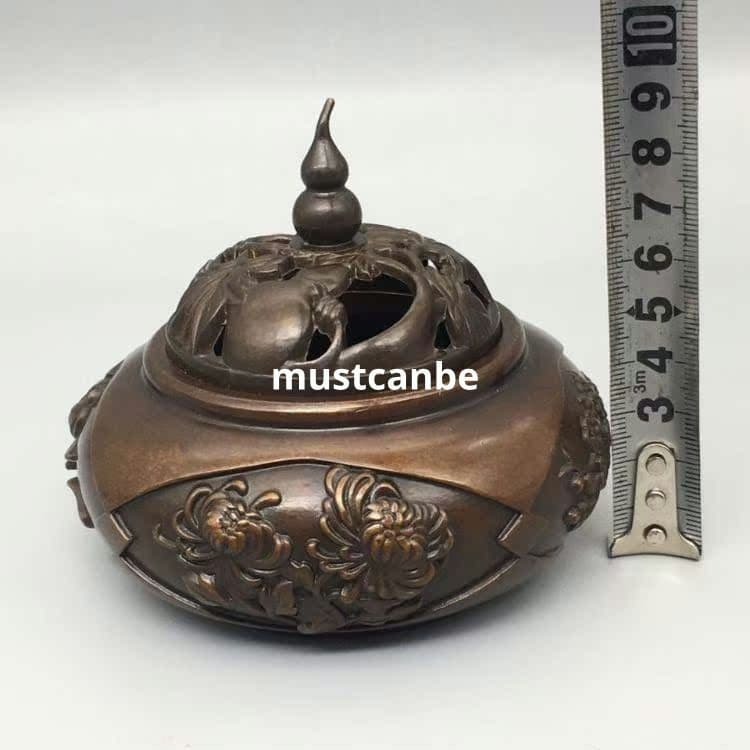 銅製 瓢簞香炉 香薫炉 室内檀香炉 茶道具 香道具 工芸品 置物