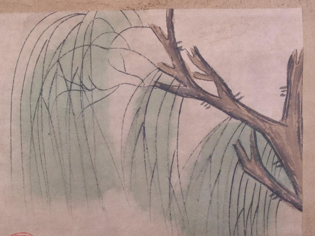 蔵整理品　中国清時代掛け軸　呉石仙作　肉筆水彩絵　骨董品R1619A12-1