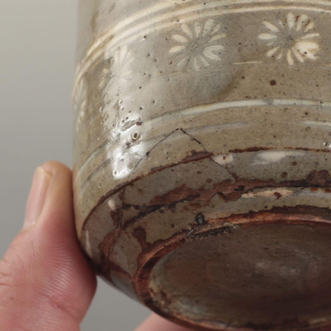 白象嵌 筒茶碗 茶道具 古美術 酒器 茶碗 古道具 アンティーク 白象嵌 八代焼