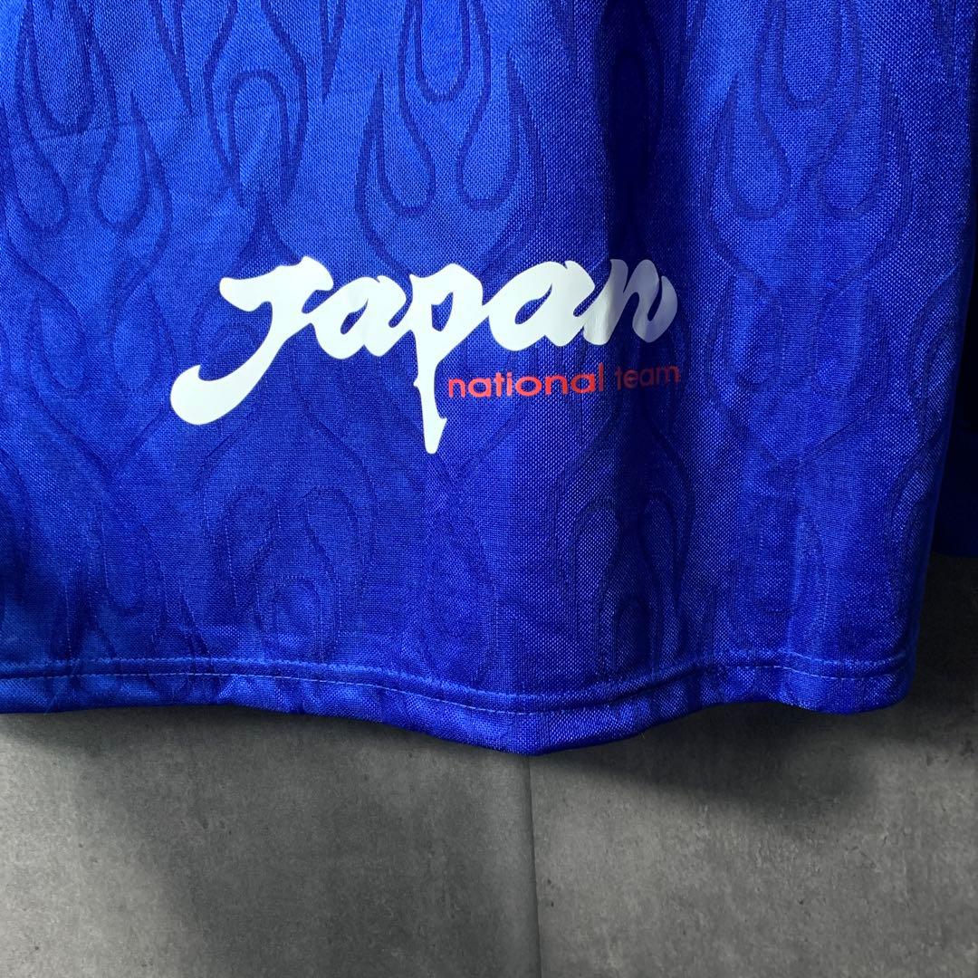 98年 サッカー 日本代表 ホーム 長袖 XL 炎 フランスW杯 ゲームシャツ