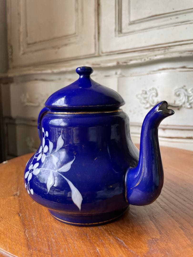 フランス　アンティーク　ホーロー　ティー　ポット　コーヒー　ポット　手書き　レア