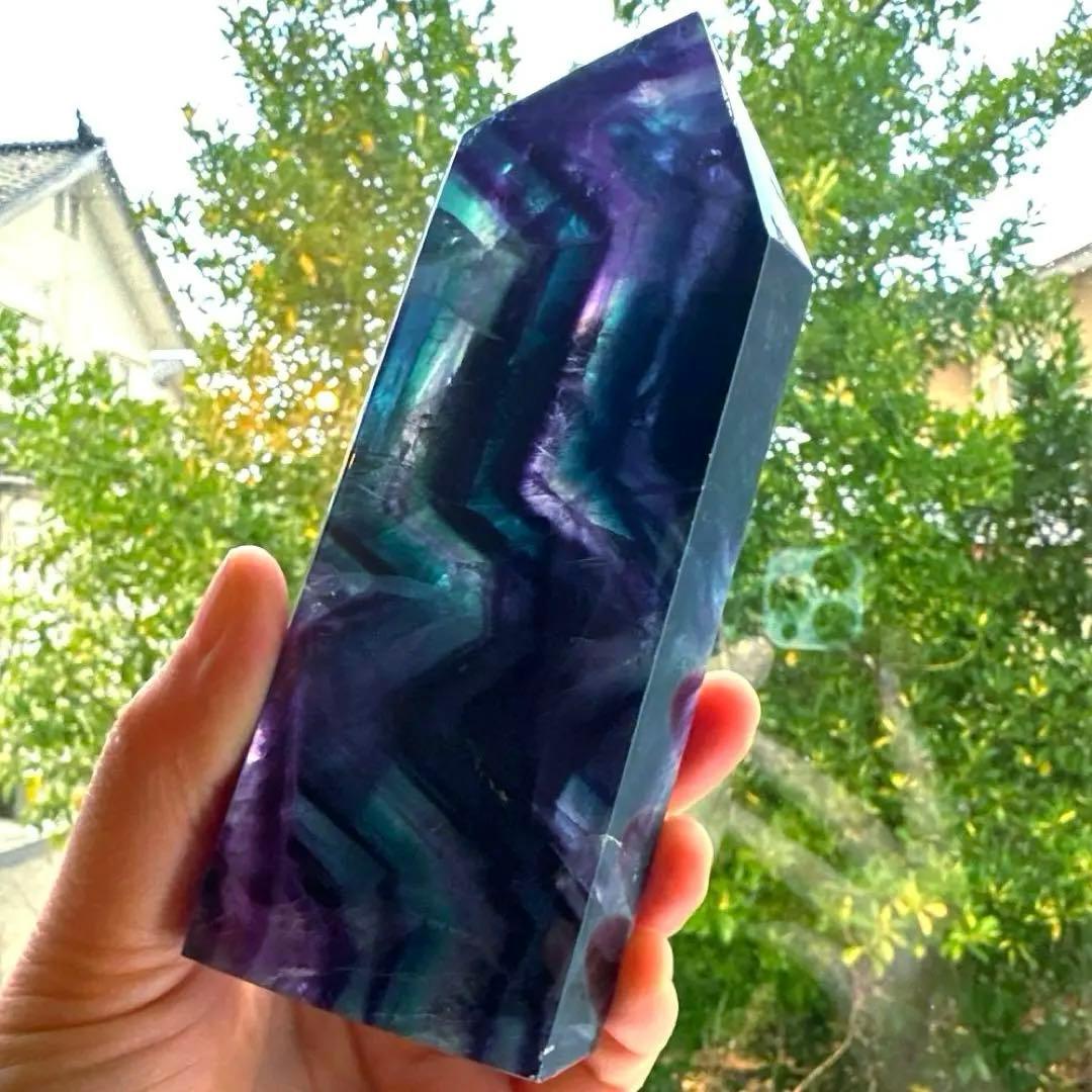 ブルーフローライト　タワー　13.2㎝　フローライト　青　透明感　虹