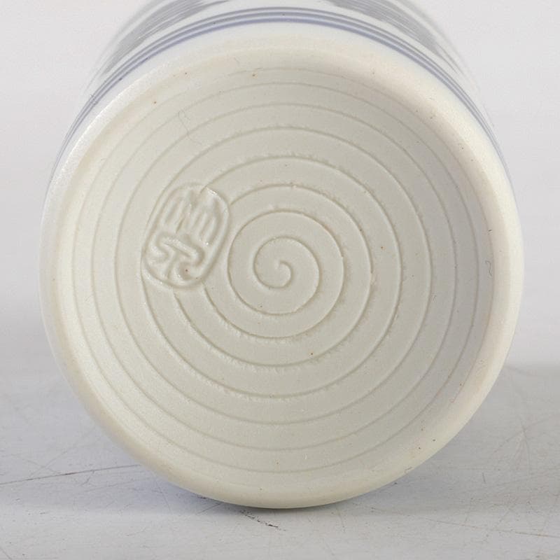 茶道具　平安　三浦竹泉造　染付六寿文　巾筒　共箱　V　R5584