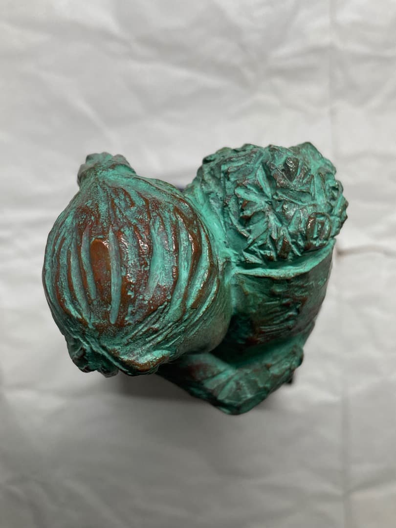 ブロンズ像 加藤豊作 花束を持つ少女 ヴィンテージ 刻印 彫刻 少女 置物