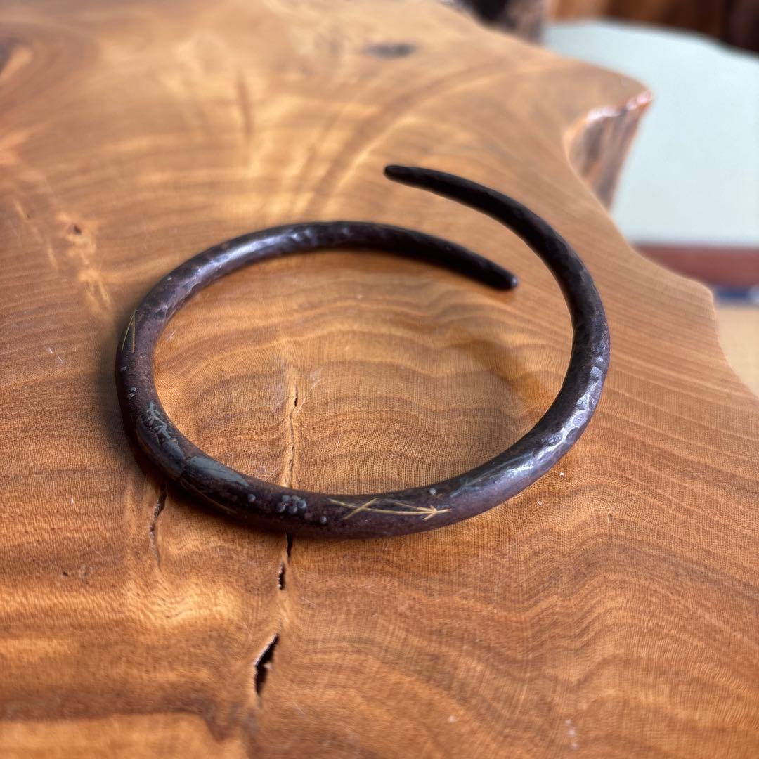 「象嵌入 鉄丸鐶」鉄石目 釜市 4代高木治良兵衛作 茶道具 共箱