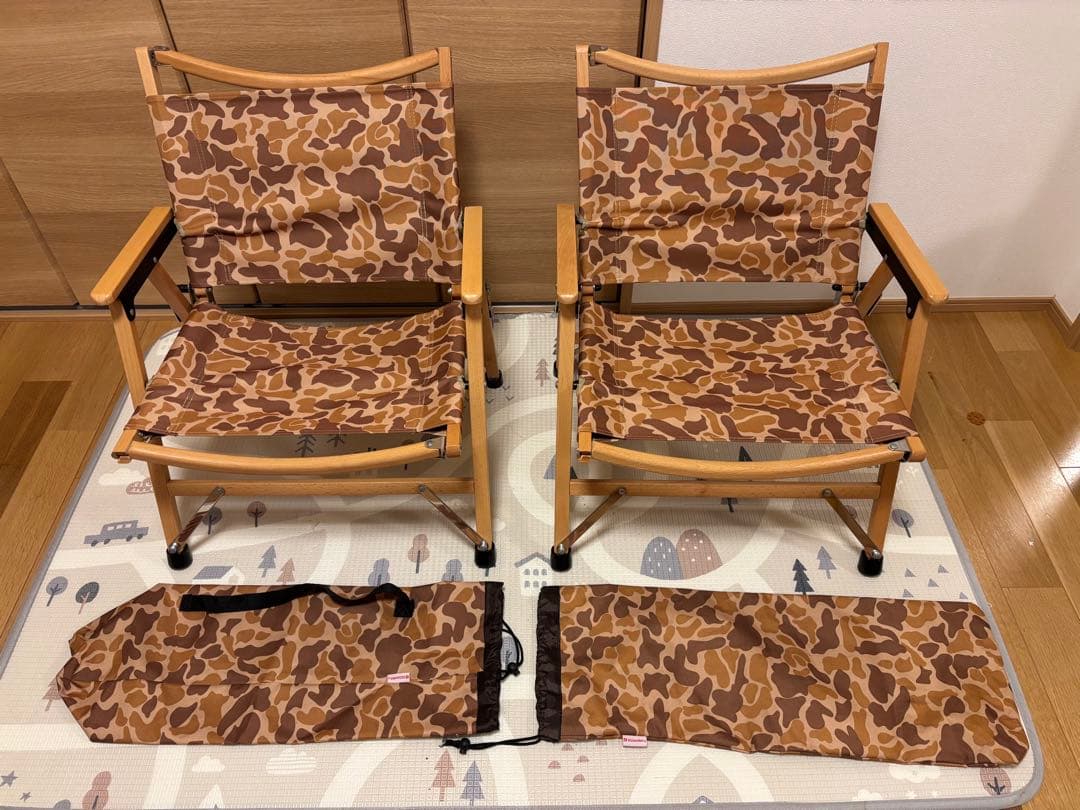 ハイランダー　迷彩柄　木製ローチェアー2脚セット　美品