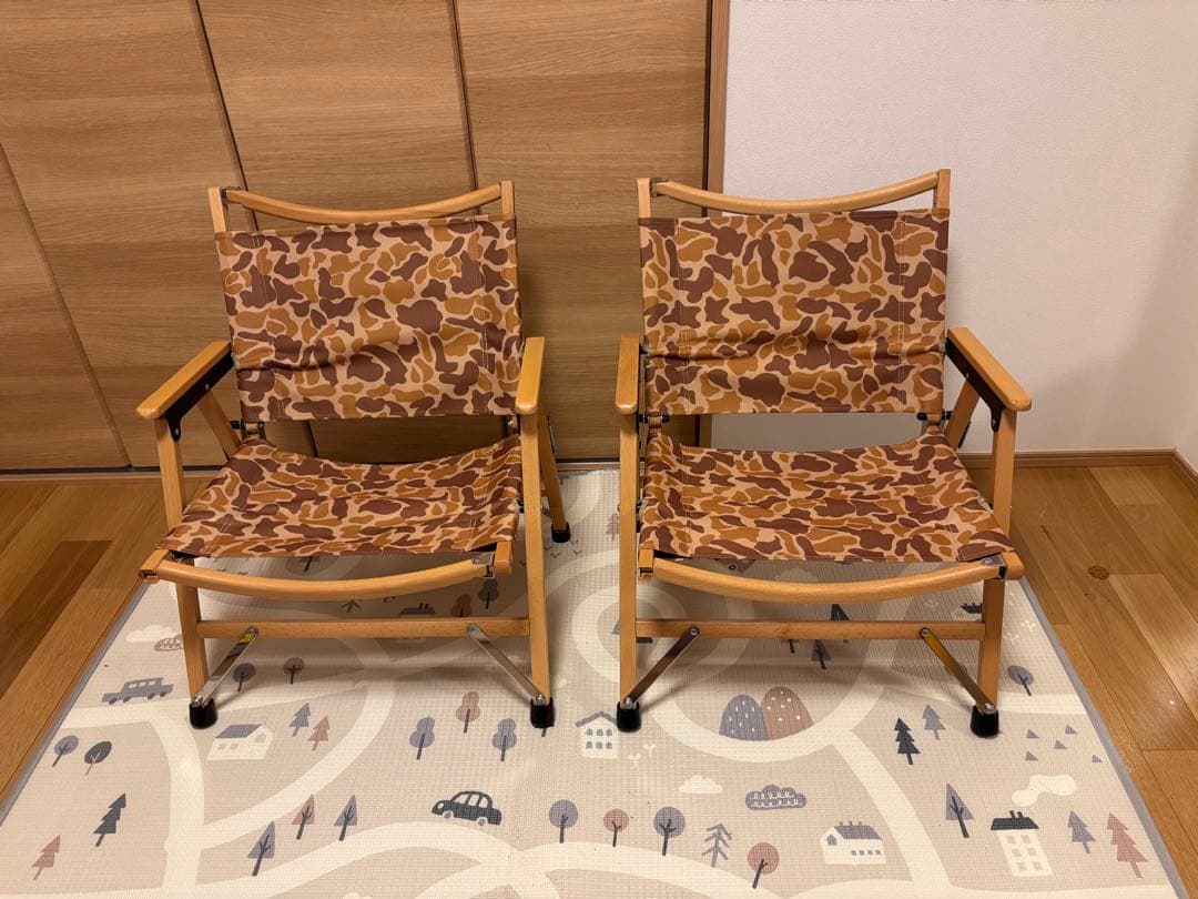 ハイランダー　迷彩柄　木製ローチェアー2脚セット　美品