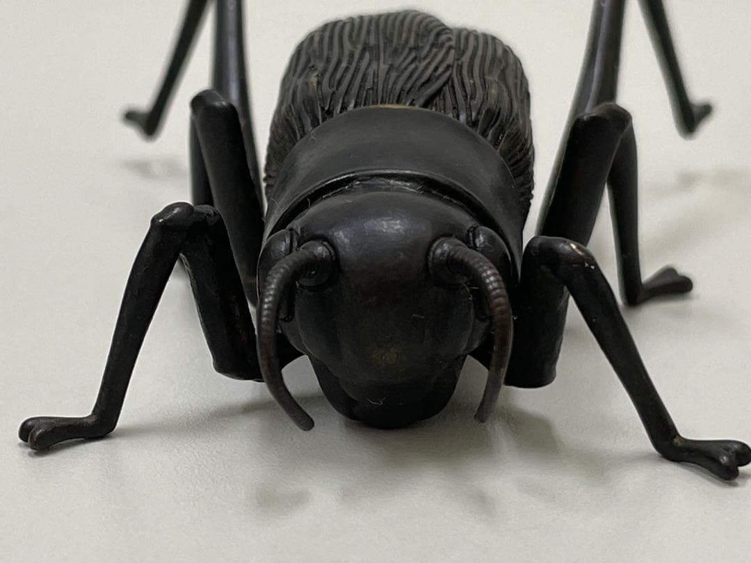 龍文堂　安の介　銅製自在蟋蟀　7cm 古物