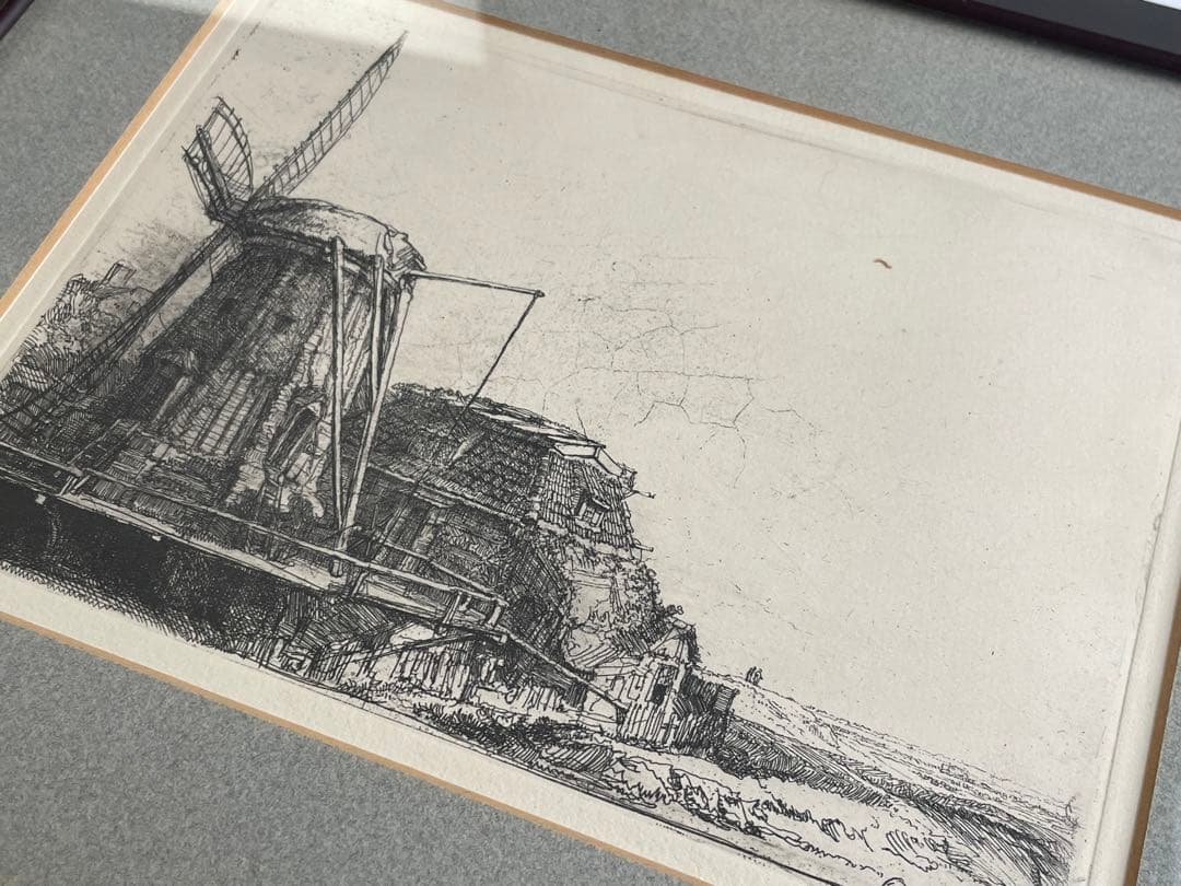 レンブラント・ファン・レイン　風車The windmill 銅版画　エッチング