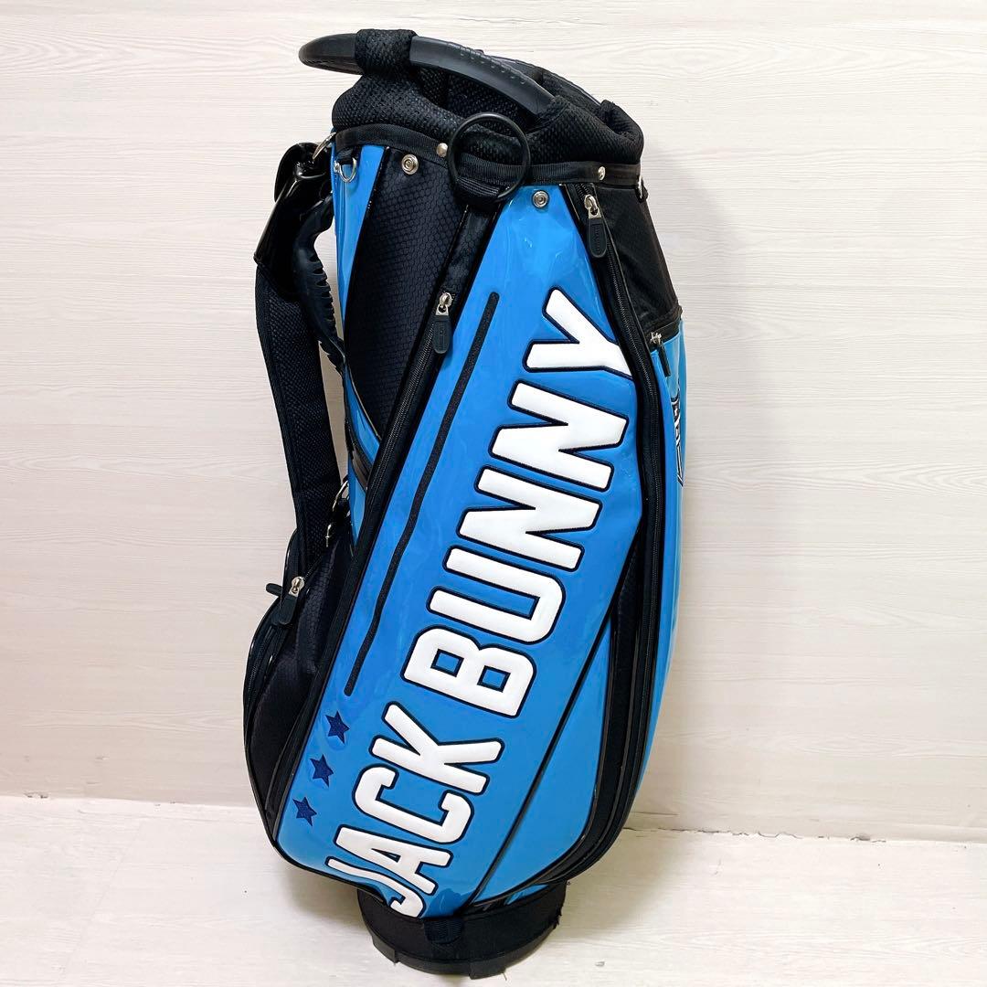 美品 ジャックバニー キャディーバッグ 9型 6分割 ライトブルー エナメル