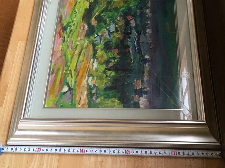 油絵 岩田順三作 『若草山から東大寺を望む風景』