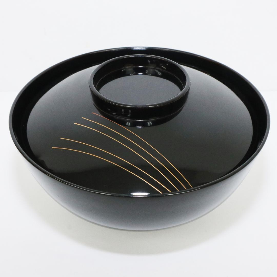 吸物椀　金彩　蒔絵 鶴 縁起物　木製　10客