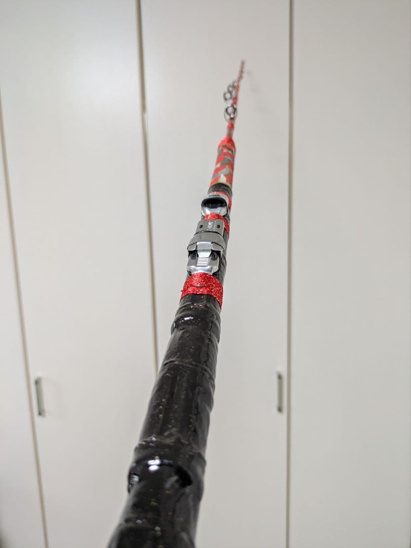 伊勢海老竿　穴釣り　テトラ釣り　布袋竹細め　和紙　　ハンドメイド　スパイラル