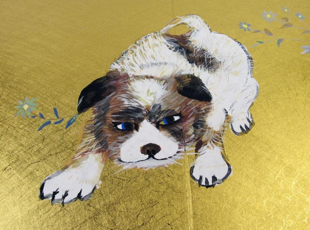 stussyさん専用【忠治作】金屏風の直筆の犬の絵等まとめ買い