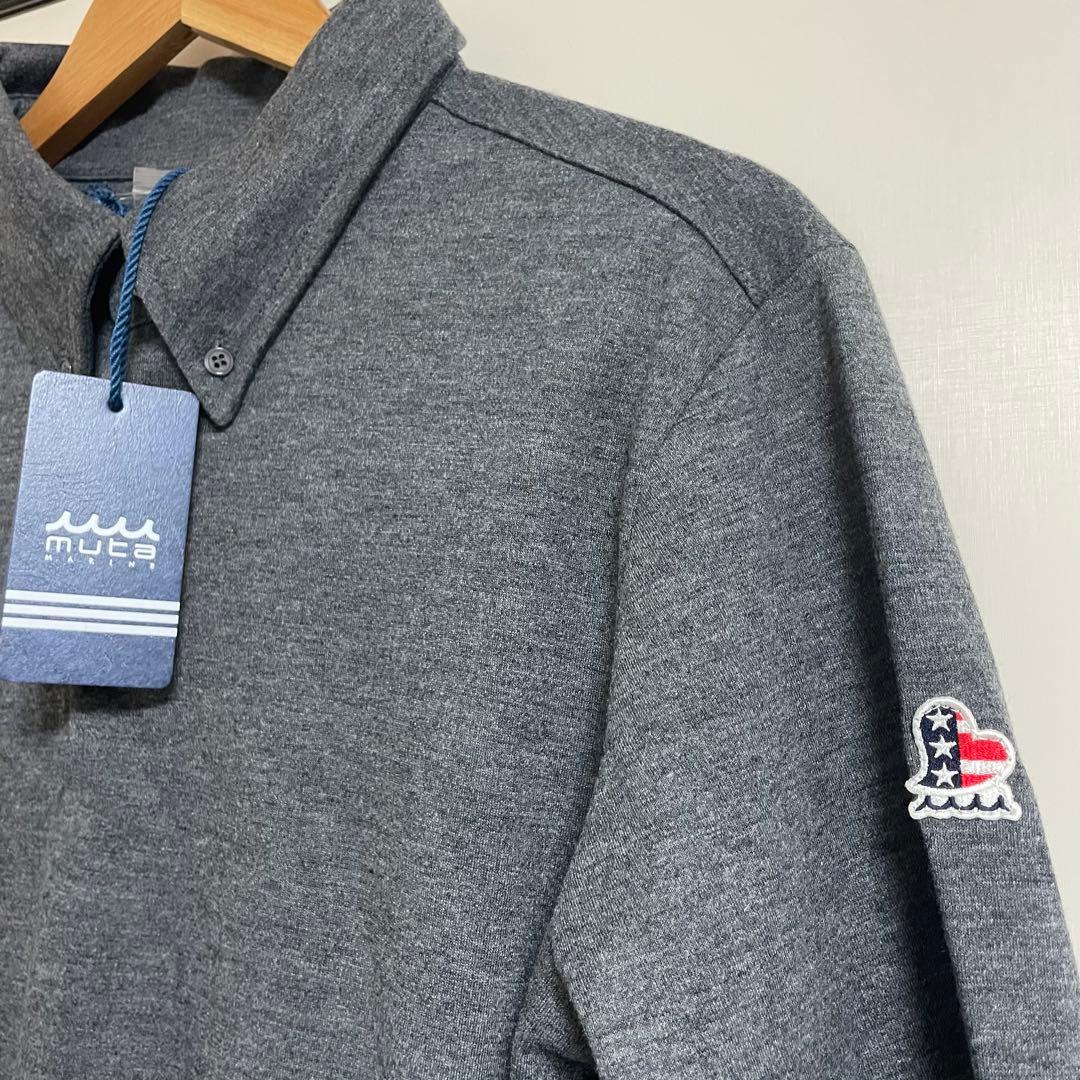 ★新品　muta MARINE ムータ　グレー 長袖ポロシャツ 　L