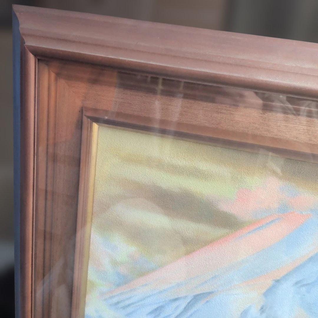 南部陽一郎　厳峰富士 　朝富士　日本画 木製フレーム　油絵