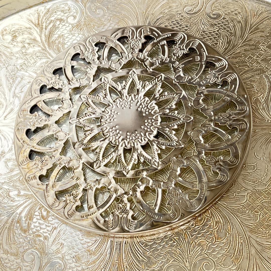 ティーセンター 【シルバープレート / ガラス】 15cm ティーポット敷