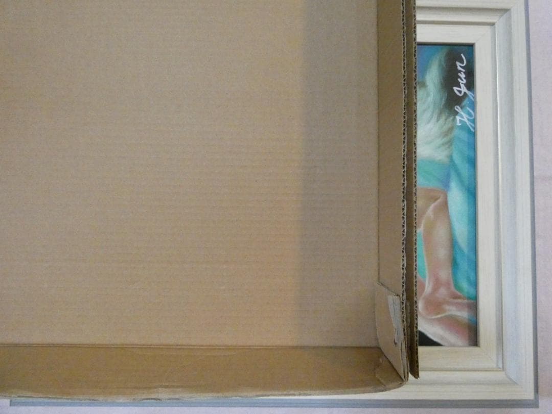 油絵　額付き　浜辺順　F6 【　ネコ　】手描き　肉筆