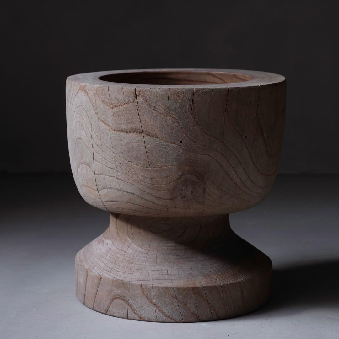 欅材 古い臼　木鉢 木皿 プランター オブジェ 古家具 古道具 アンティーク