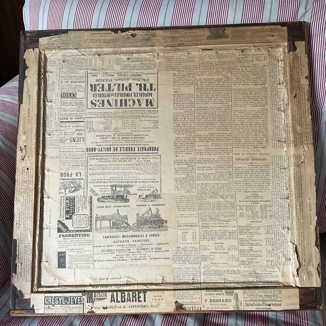 刺繍 フランス アンティーク サンプラー フレーム 1882年 ガラス入り額装