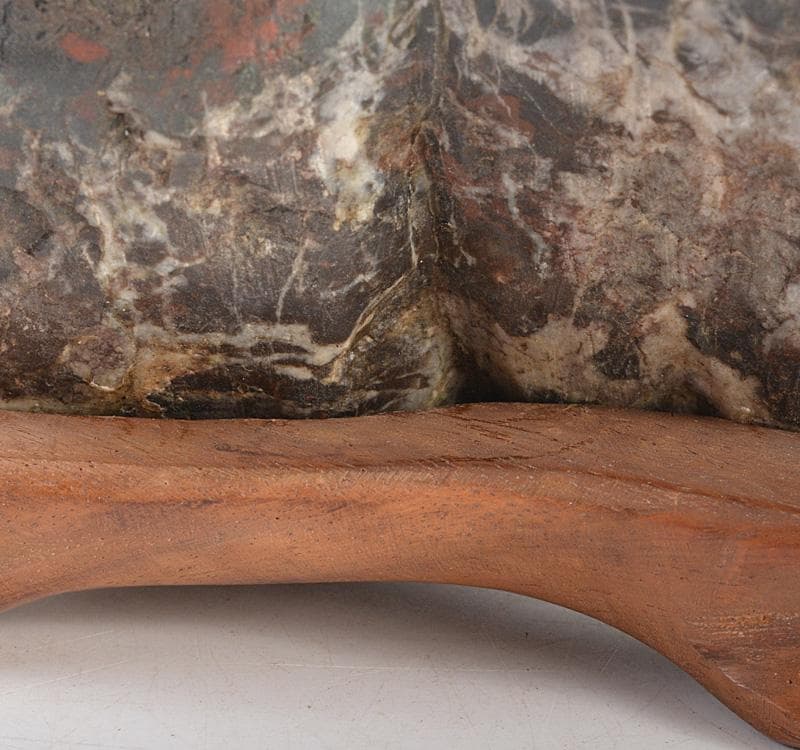 鑑賞石　天然石　菊花石　置物　唐木台付　M　R5115