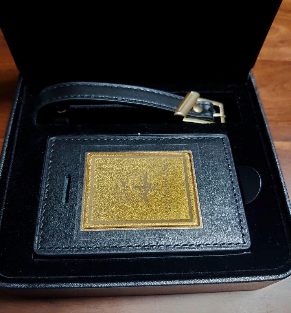 ANA 100万マイル記念 オリジナルネームタグ レザー製 金色プレート