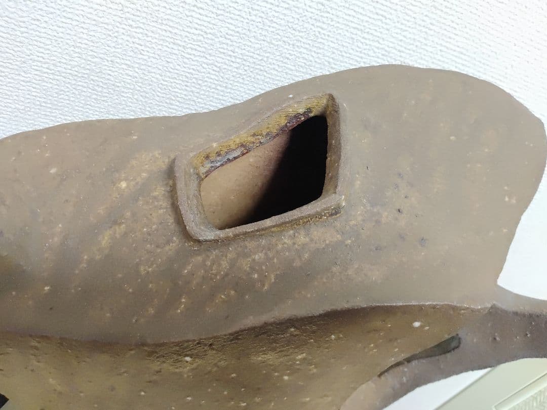 ◇陶芸美術　今野春雄　 56cm高　備前焼　 水差し形 花器 大形花瓶