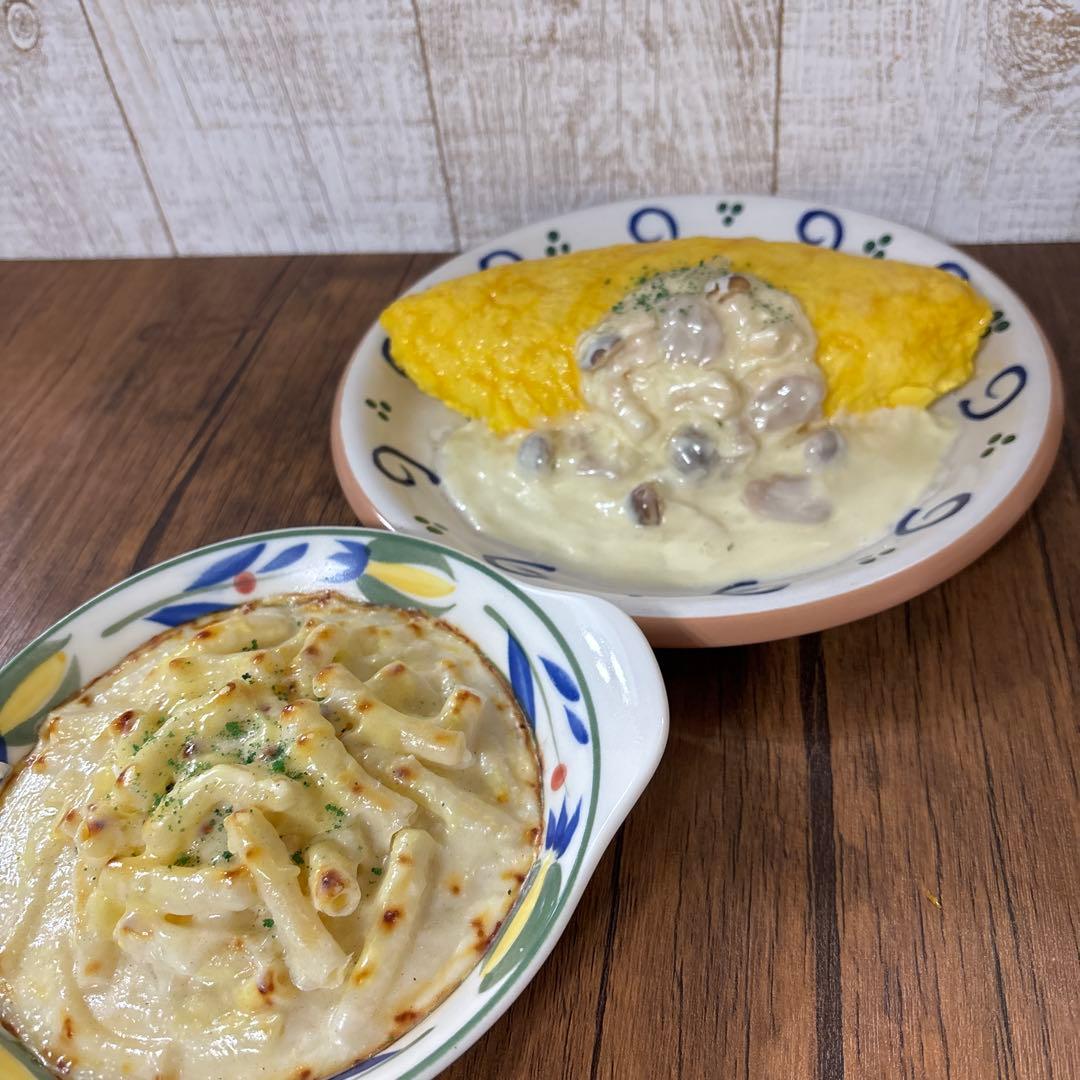 激レア　食品サンプル　クリームソースオムライス　グラタン　2点セット