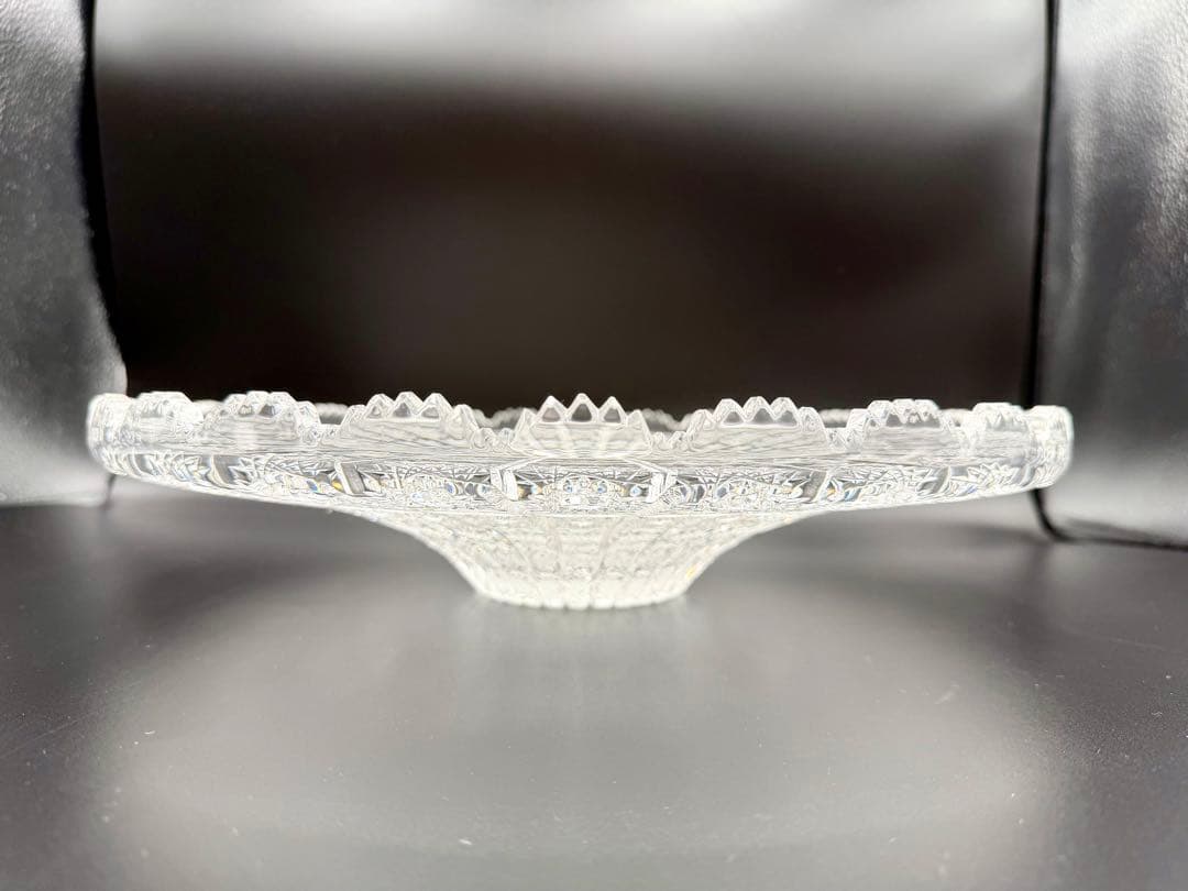 【未使用】ボヘミアクリスタル 大型コンポート 35cm チェコ製 飾り皿
