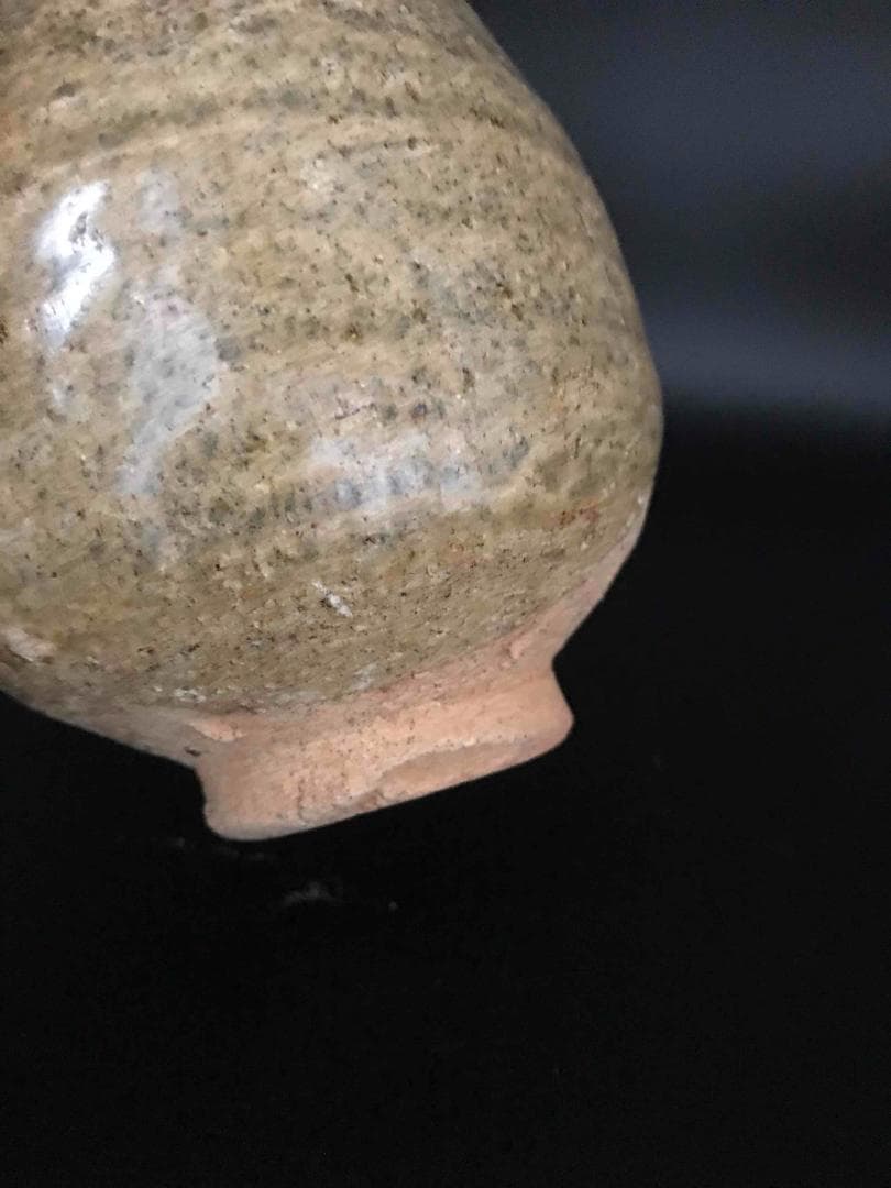 漢時代　緑釉蓋付き瓶　酒器（E-4）