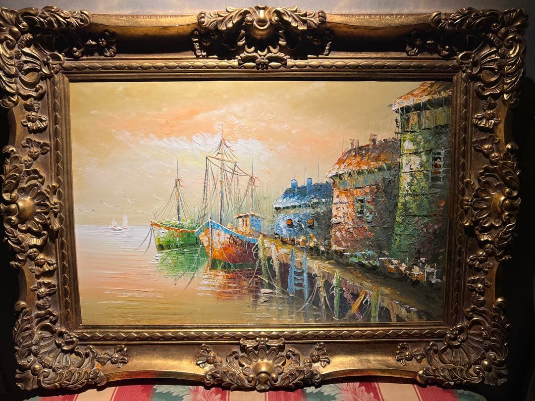 専用他の方発送×【夕暮れの船着場】豪華額装