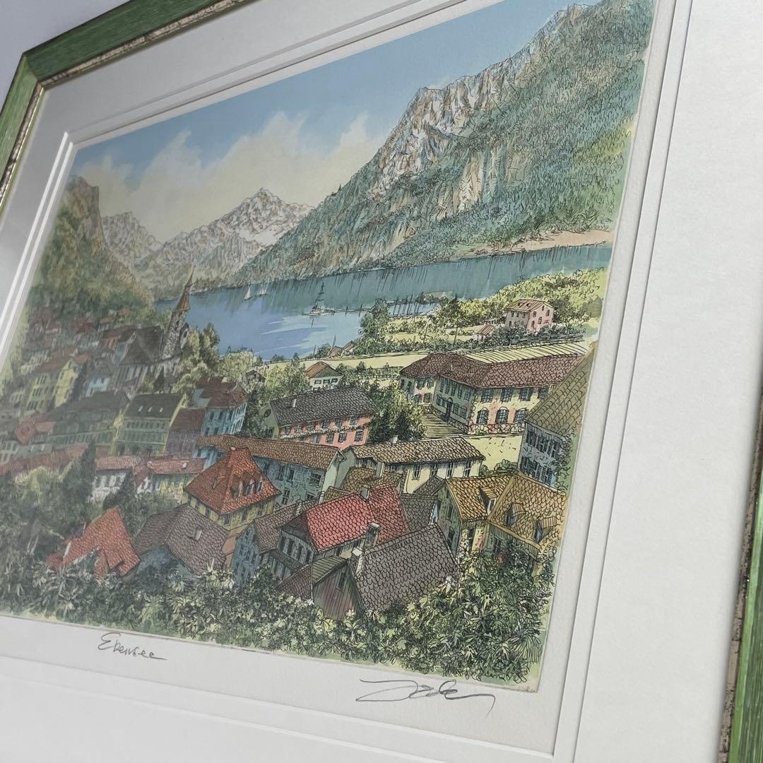 織田義郎 オーストリア エーベンゼー 銅版画 彩色 版画 風景画