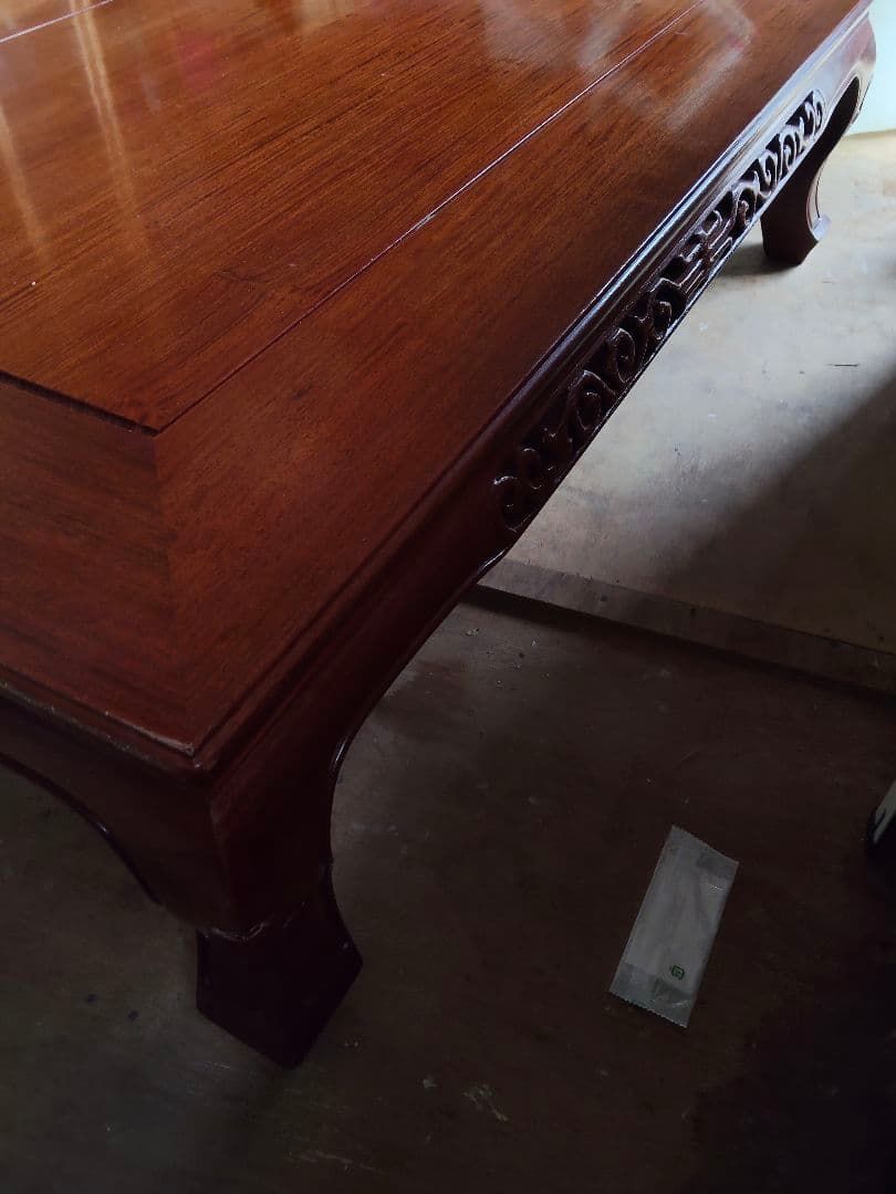 木製彫刻入り長方形座卓